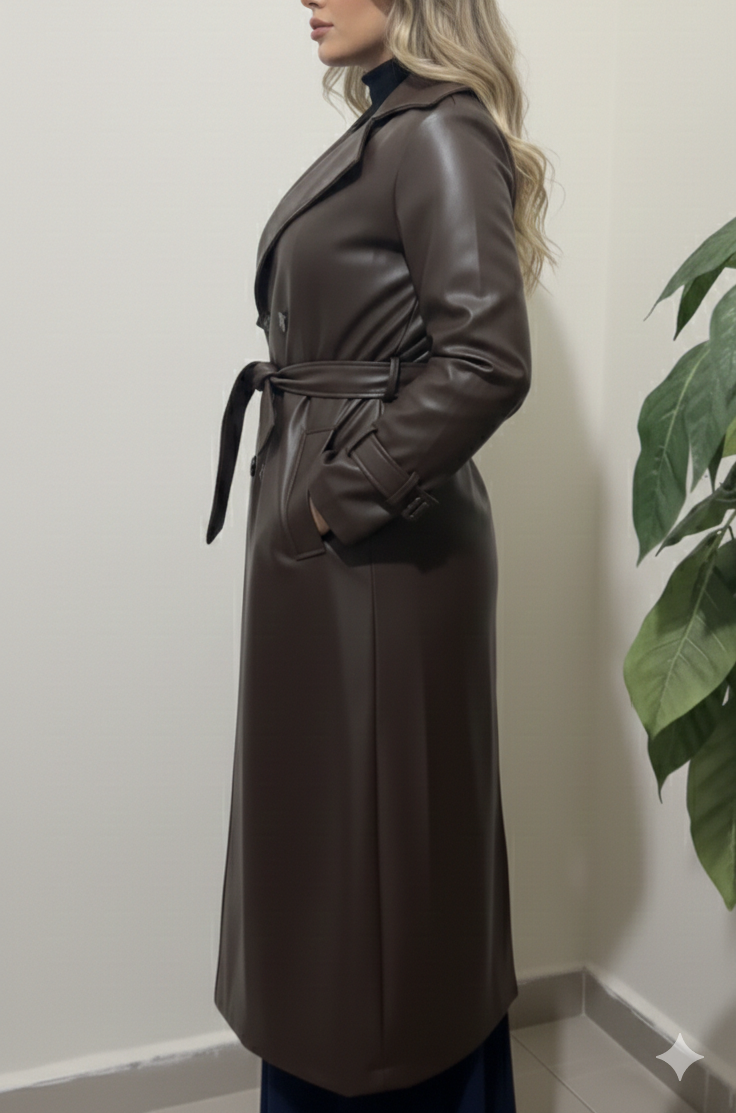 Brown leather coat