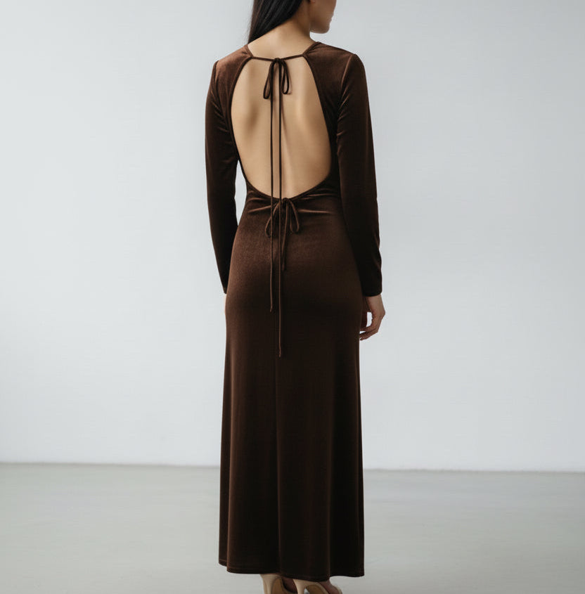 Brown velvet dress